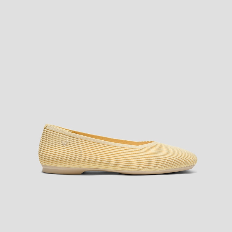 Square-Toe Margot V-Cut Flats (Margot 3.0), Butter Yellow, EU38.5 | VIVAIA