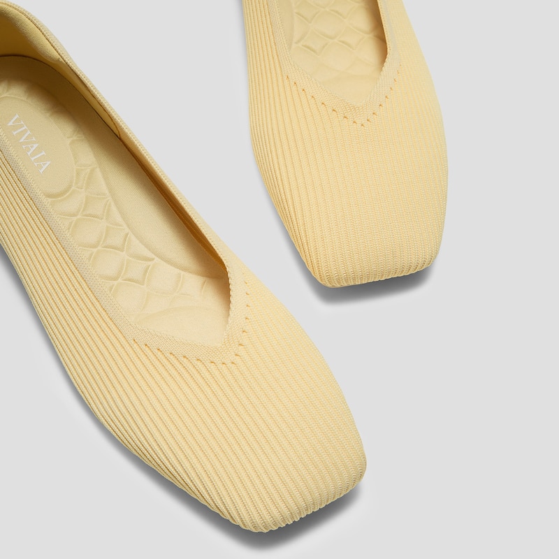 Square-Toe Margot V-Cut Flats (Margot 3.0), Butter Yellow, EU38.5 | VIVAIA