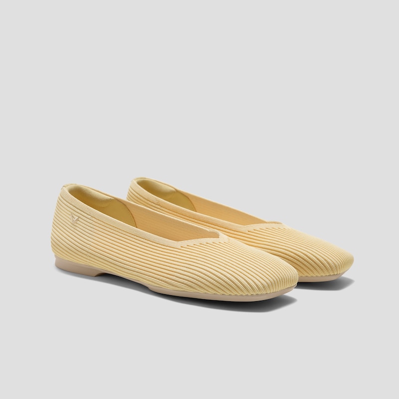 Square-Toe Margot V-Cut Flats (Margot 3.0), Butter Yellow, EU38.5 | VIVAIA