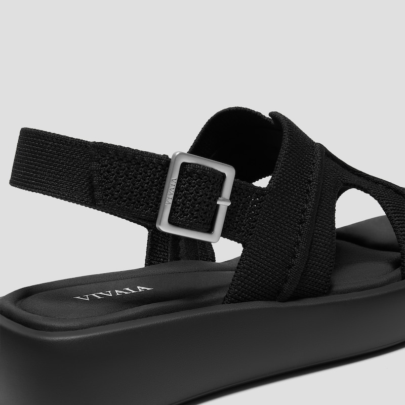 Square-Toe Platform Sandals (Hatty), Black, EU43 | VIVAIA