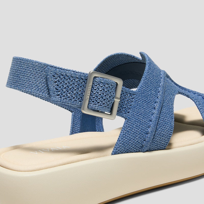 Square-Toe Platform Sandals (Hatty), Denim Blue, EU39 | VIVAIA