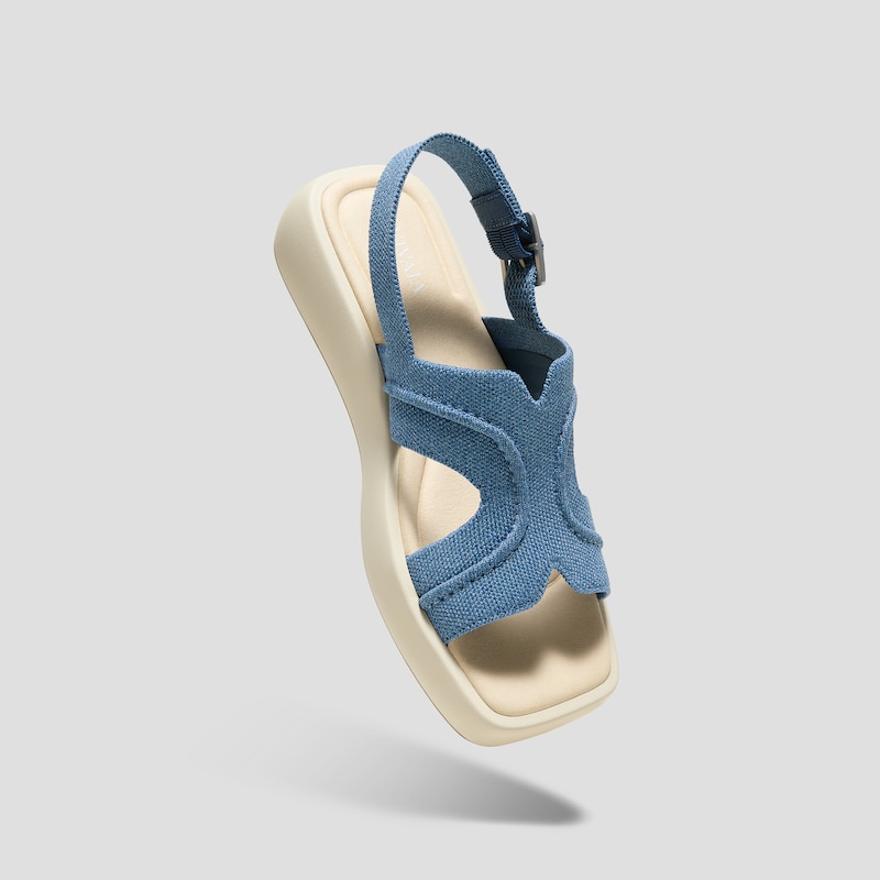 Square-Toe Platform Sandals (Hatty), Denim Blue, EU39 | VIVAIA