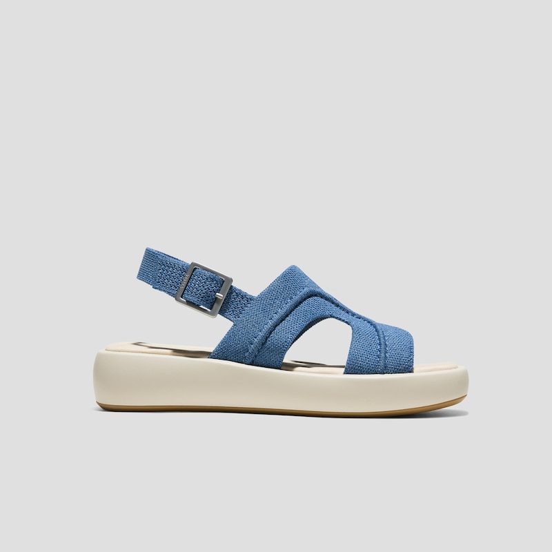 Square-Toe Platform Sandals (Hatty), Denim Blue, EU39 | VIVAIA