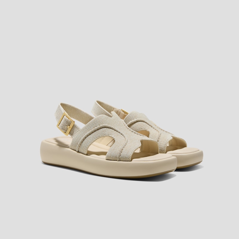 Square-Toe Platform Sandals (Hatty), Cream Ivory, EU35 | VIVAIA