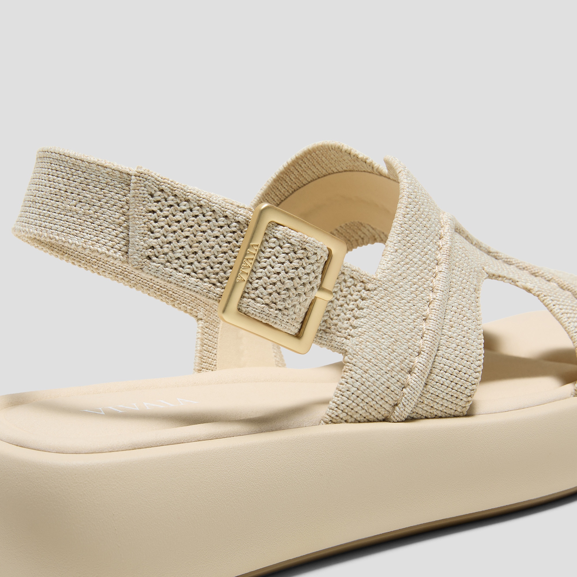 Square-Toe Platform Sandals (Hatty), Cream Ivory, EU35 | VIVAIA