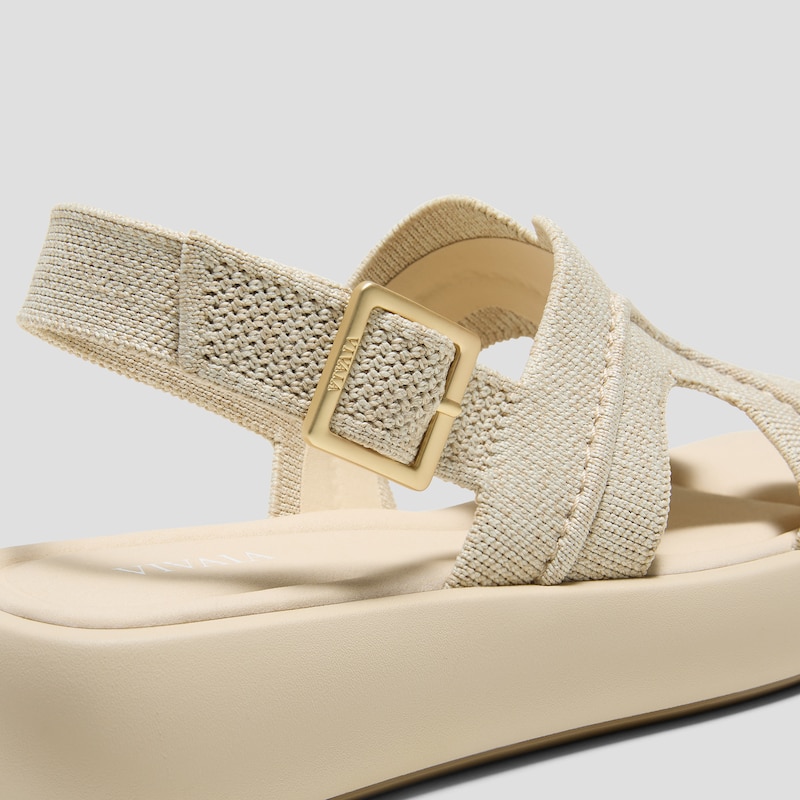 Square-Toe Platform Sandals (Hatty), Cream Ivory, EU35 | VIVAIA