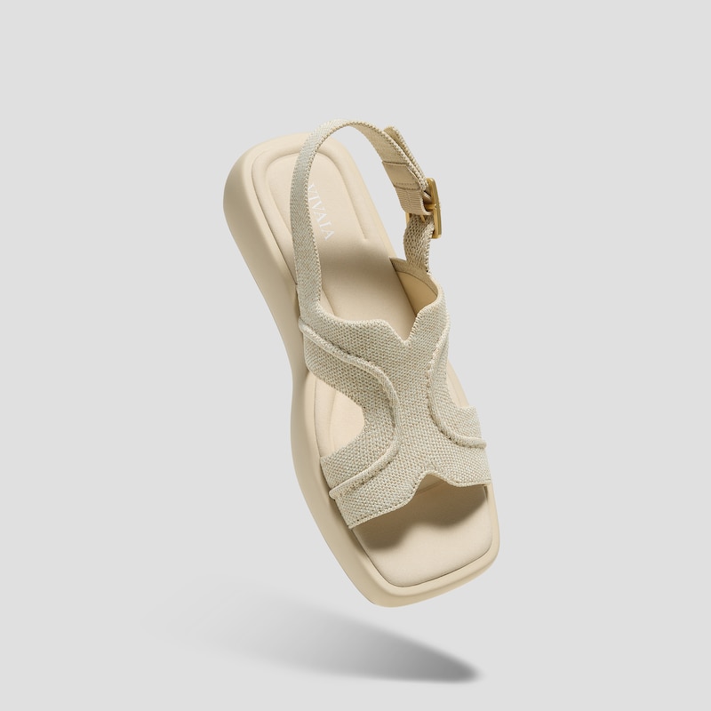 Square-Toe Platform Sandals (Hatty), Cream Ivory, EU35 | VIVAIA