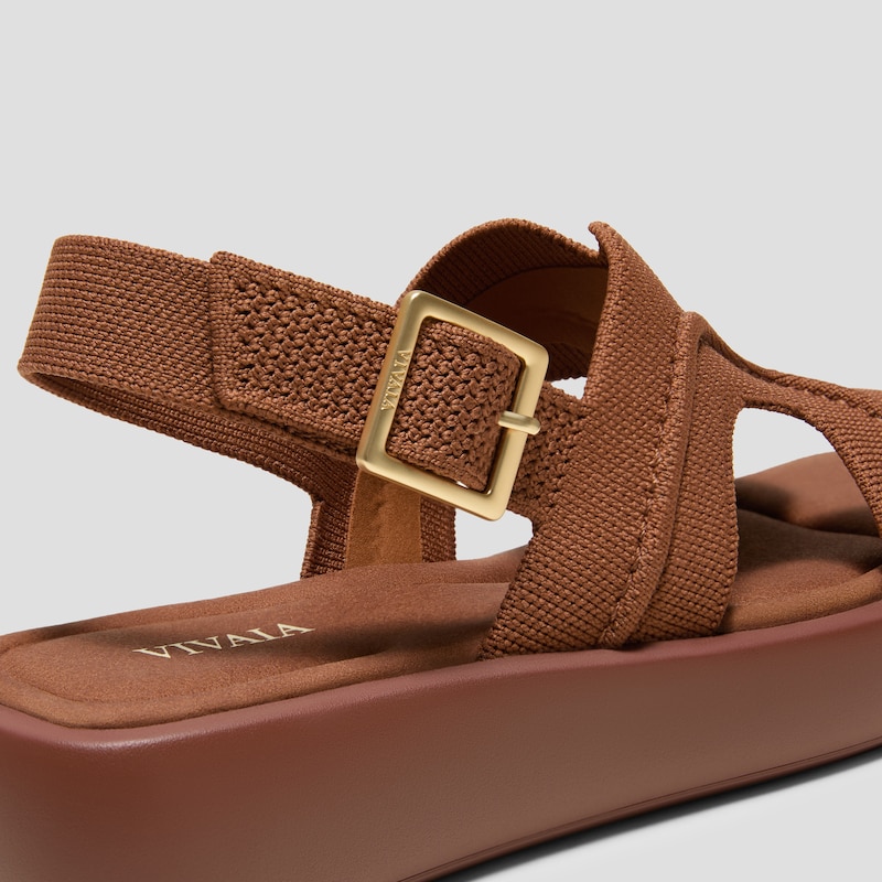 Square-Toe Platform Sandals (Hatty), Dark.Caramel, EU38 | VIVAIA