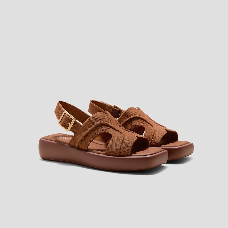 Square-Toe Platform Sandals (Hatty), Dark.Caramel, EU38 | VIVAIA