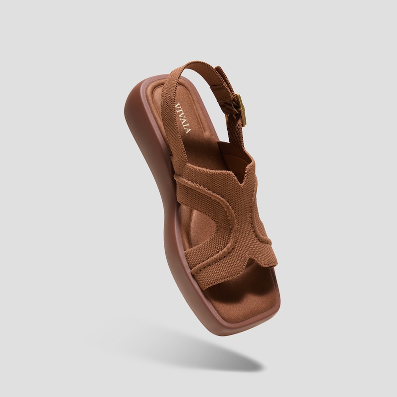Square-Toe Platform Sandals (Hatty), Dark.Caramel, EU38 | VIVAIA