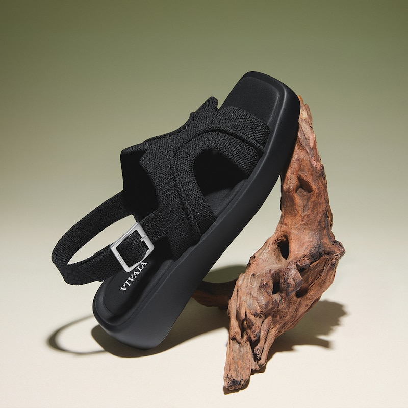 Square-Toe Platform Sandals (Hatty), Black, EU43 | VIVAIA