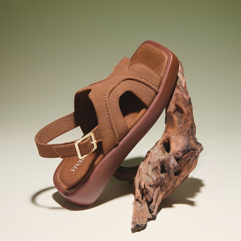 Square-Toe Platform Sandals (Hatty), Dark.Caramel, EU38 | VIVAIA