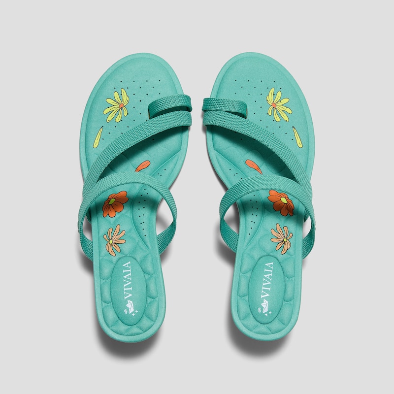 Round-Toe Toe Ring Sandals (Eden), Turquoise, EU36 | VIVAIA
