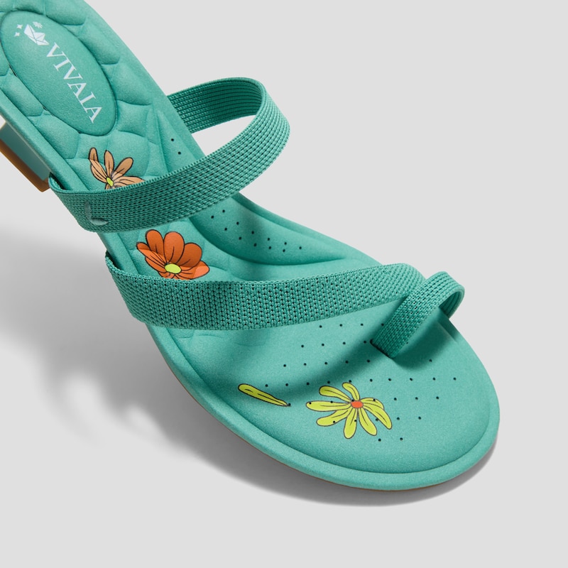 Round-Toe Toe Ring Sandals (Eden), Turquoise, EU36 | VIVAIA