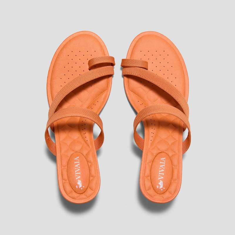 Round-Toe Toe Ring Sandals (Eden), Tangerine, EU39 | VIVAIA