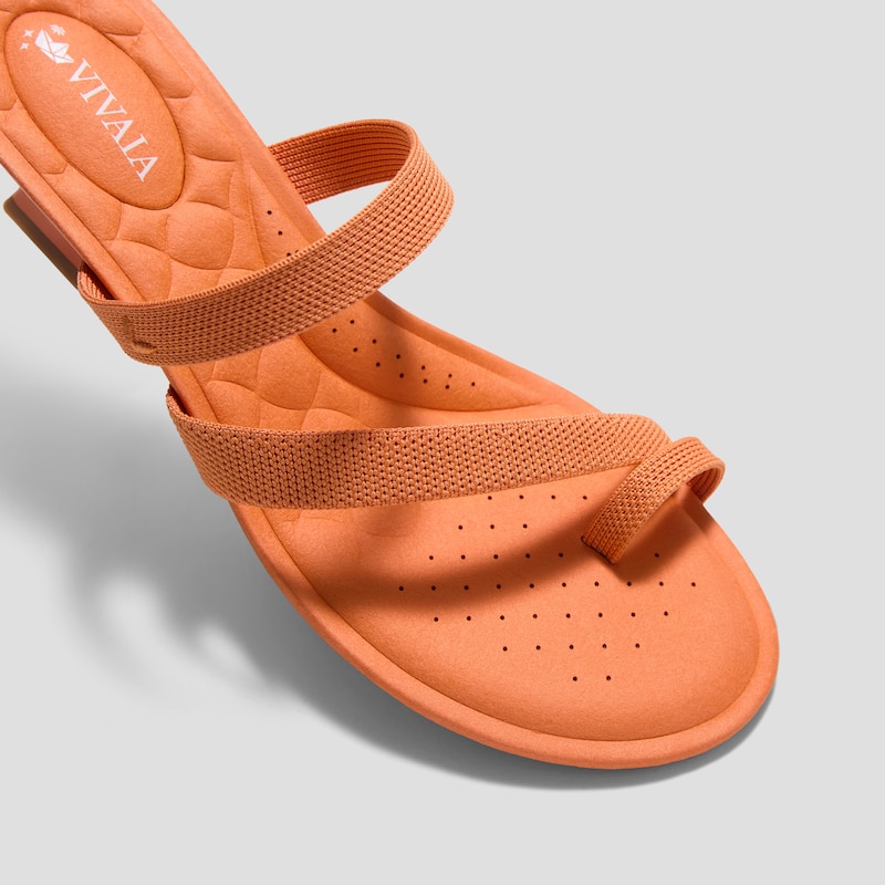 Round-Toe Toe Ring Sandals (Eden), Tangerine, EU39 | VIVAIA
