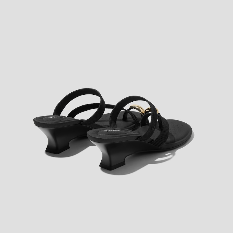 Round-Toe Toe Ring Sandals (Eden), Black, EU37 | VIVAIA