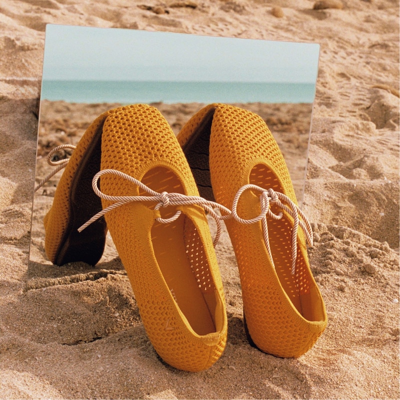 Margot Square-Toe Mesh Flats (Makayla), BLONDE, EU39 | VIVAIA