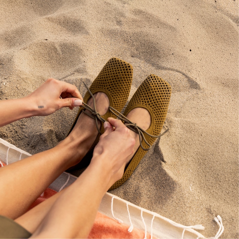 Margot Square-Toe Mesh Flats (Makayla), MUSTARD, EU41.5 | VIVAIA