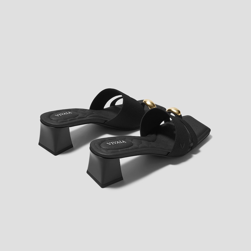 Square-Toe Toe Ring Sandals (Jayna), Black, EU38 | VIVAIA