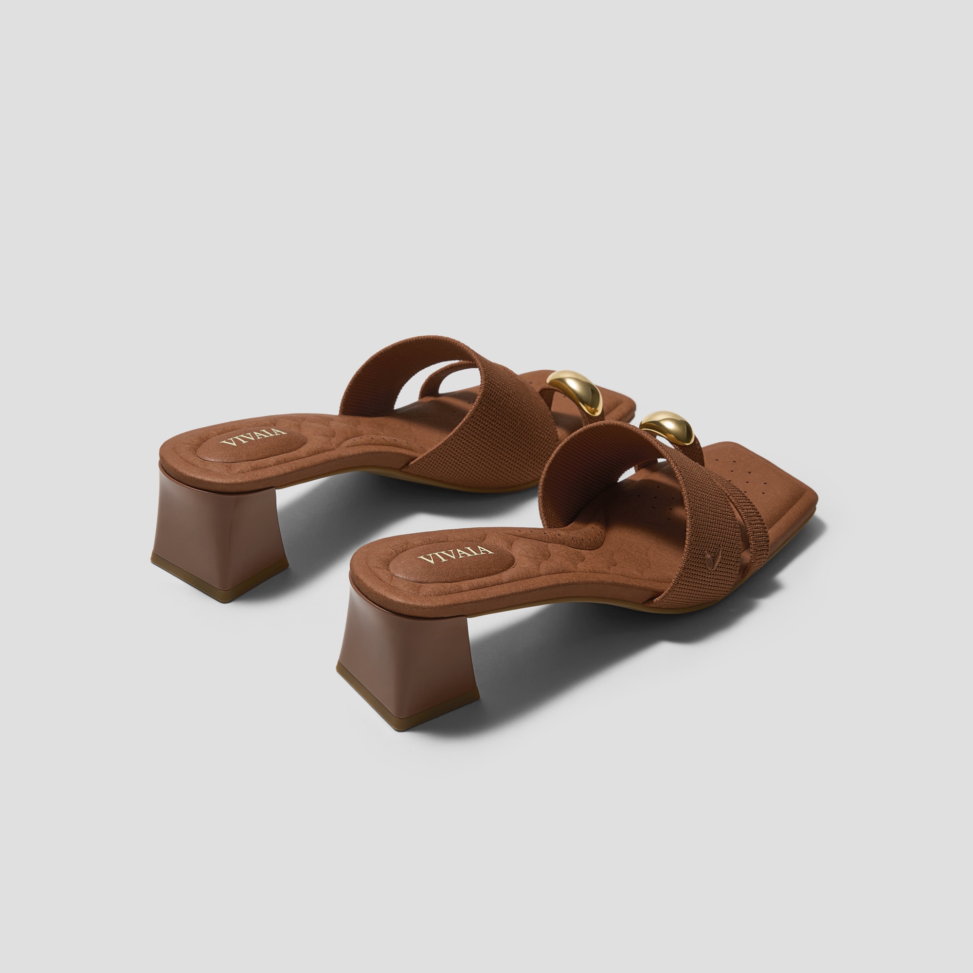 Square-Toe Toe Ring Sandals (Jayna), Dark Caramel, EU35 | VIVAIA
