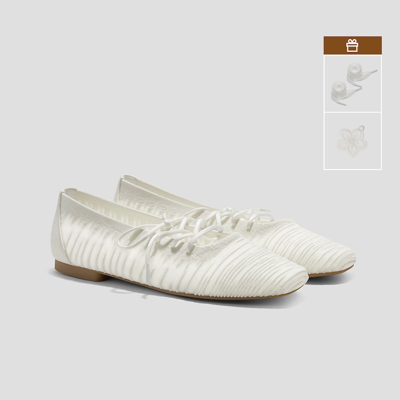 Square-Toe Lace-Up Mary Janes (Miley), White, EU36.5 | VIVAIA
