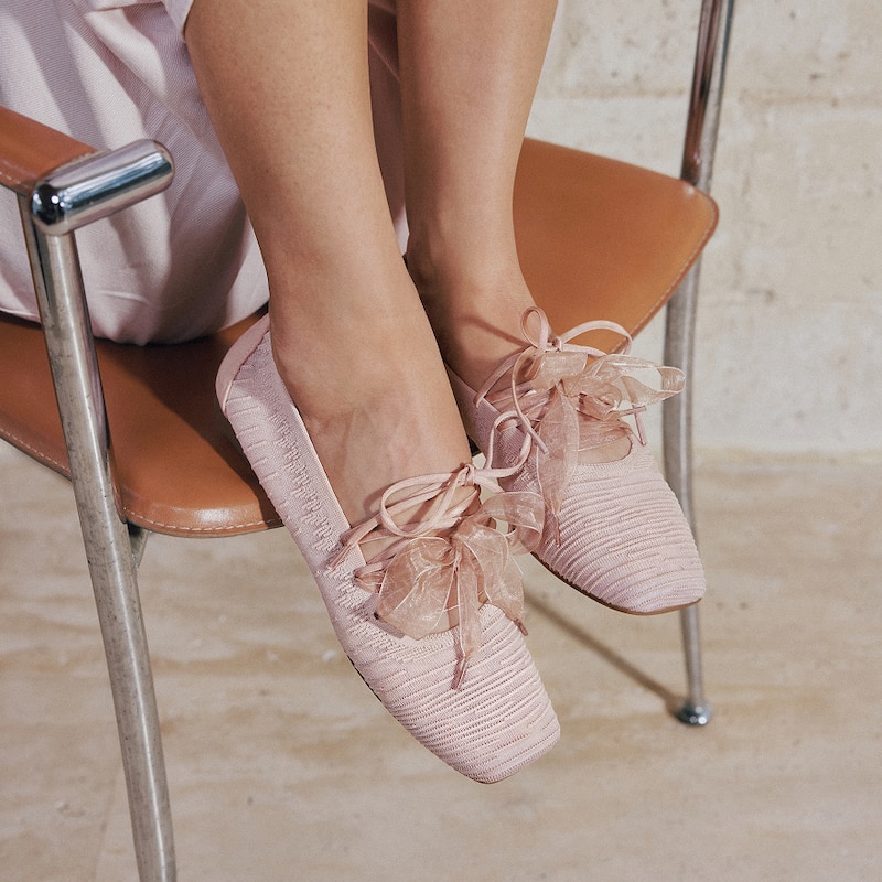Square-Toe Lace-Up Mary Janes (Miley), BALLET BLUSH, EU35 | VIVAIA