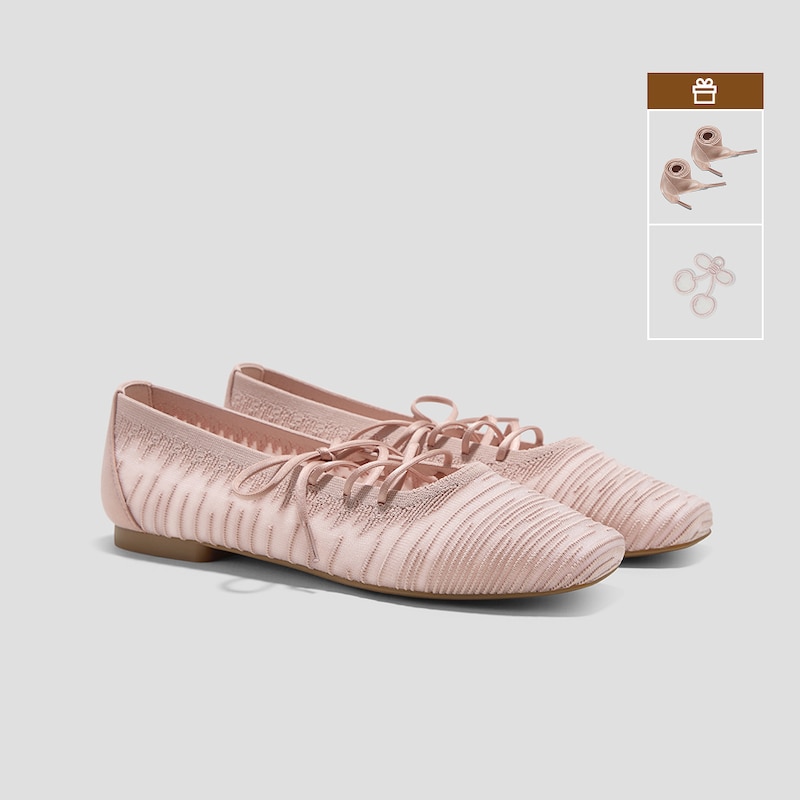 Square-Toe Lace-Up Mary Janes (Miley), BALLET BLUSH, EU35 | VIVAIA