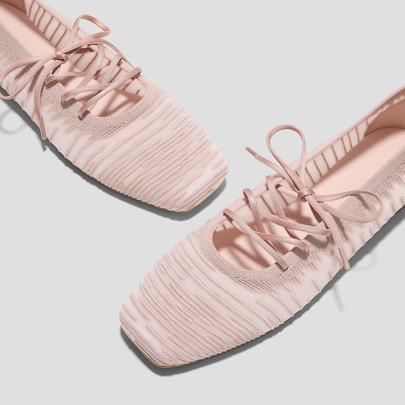 Square-Toe Lace-Up Mary Janes (Miley), BALLET BLUSH, EU35 | VIVAIA