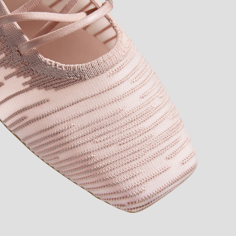 Square-Toe Lace-Up Mary Janes (Miley), BALLET BLUSH, EU35 | VIVAIA