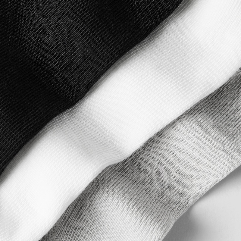 3-Pair No-Show Socks (Kira), WHITE + BLACK + LIGHT GREY, one-size | VIVAIA