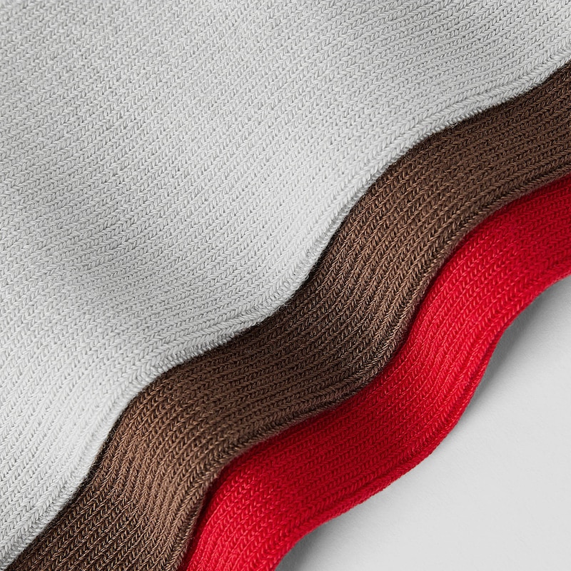 3-Pair Slouch Crew Socks (Keena), CARMINE + TAWNY + LIGHT GREY, one-size | VIVAIA