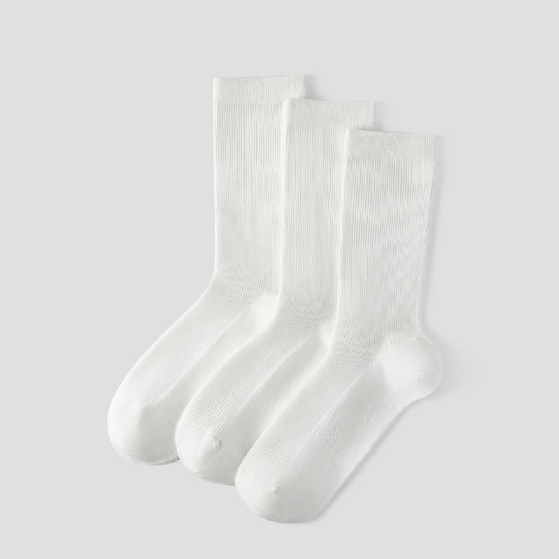 3-Pair Slouch Crew Socks (Keena), White, one-size | VIVAIA