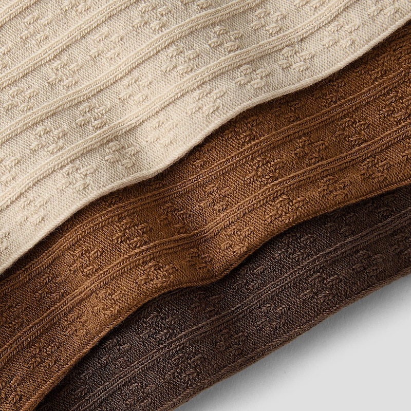 3-Pair Textured Knee-High Socks (Vincie), ALMOND + DARK CARAMEL + TAWNY, one-size | VIVAIA