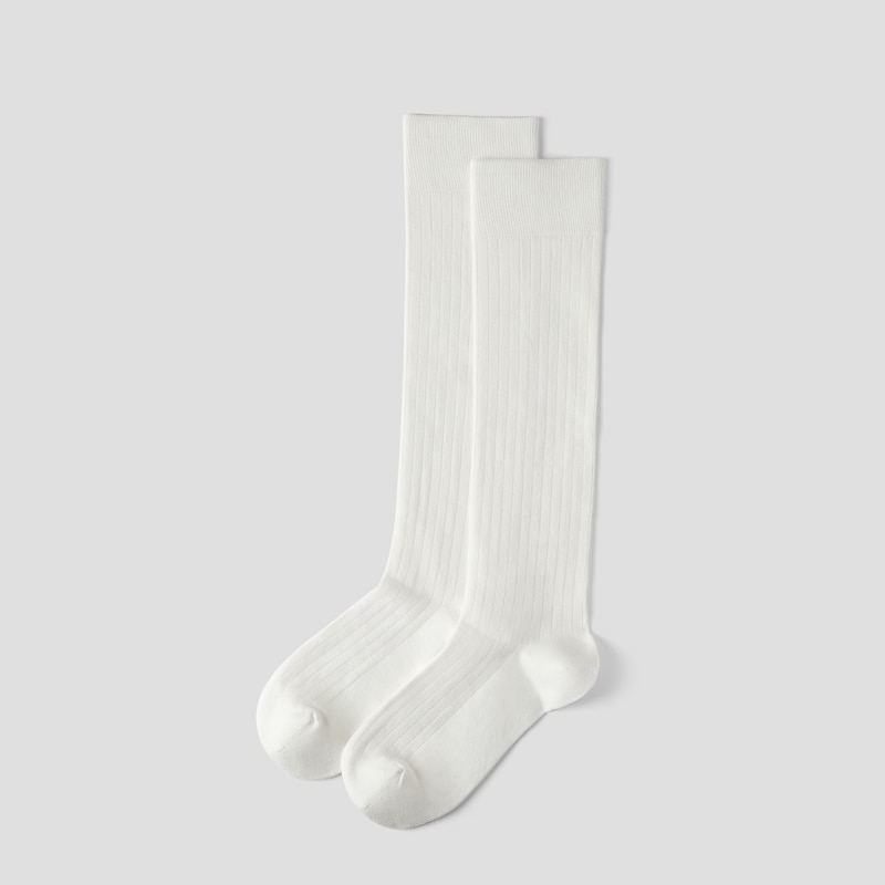 2-Pair Over-the-Calf Ribbed Socks (Luis), WHITE + BLACK, one-size | VIVAIA