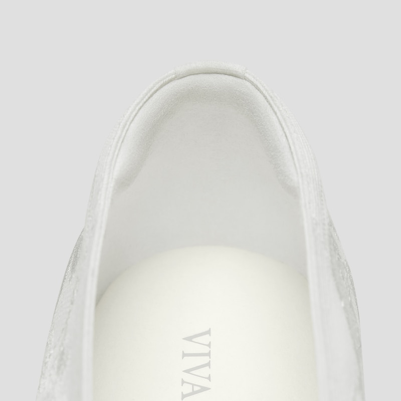 Square-Toe V-Cut Flats (Margot 3.0), WHITE LACE embroidery, EU39 | VIVAIA