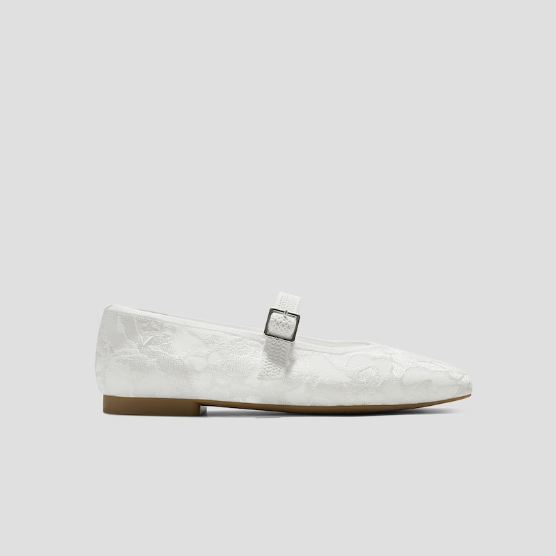 Square-Toe Mary Janes (Margot Mary Jane), WHITE LACE embroidery, EU36 | VIVAIA