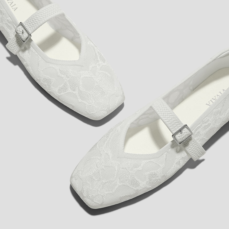 Square-Toe Mary Janes (Margot Mary Jane), WHITE LACE embroidery, EU36 | VIVAIA