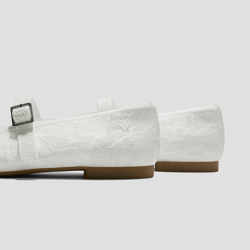 Square-Toe Mary Janes (Margot Mary Jane), WHITE LACE embroidery, EU36 | VIVAIA