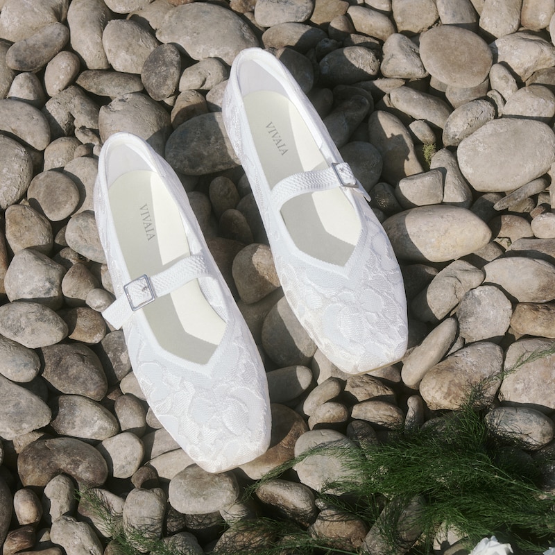 Square-Toe Mary Janes (Margot Mary Jane), WHITE LACE embroidery, EU36 | VIVAIA