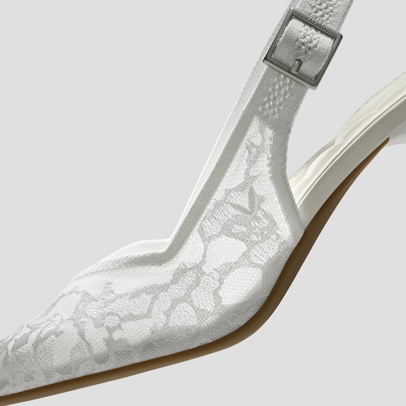Pointed-Toe Lace Reborn™ Slingback Heels (Addison), WHITE LACE embroidery, EU35 | VIVAIA