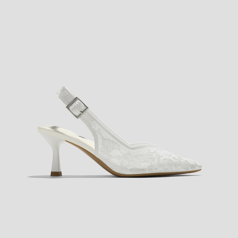 Pointed-Toe Lace Reborn™ Slingback Heels (Addison), WHITE LACE embroidery, EU35 | VIVAIA