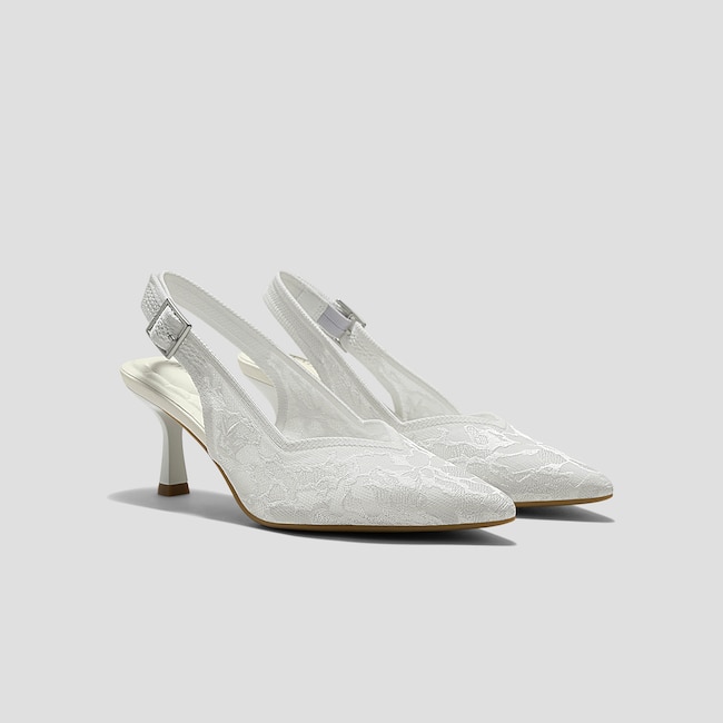 Pointed-Toe Lace Reborn™ Slingback Heels (Addison)