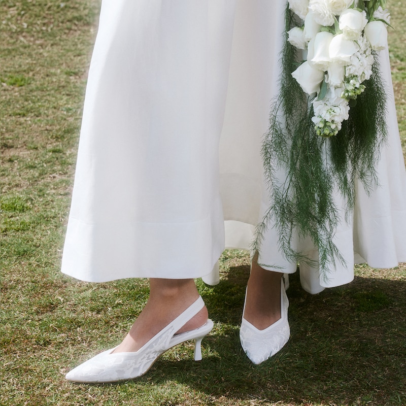 Pointed-Toe Lace Reborn™ Slingback Heels (Addison), WHITE LACE embroidery, EU35 | VIVAIA