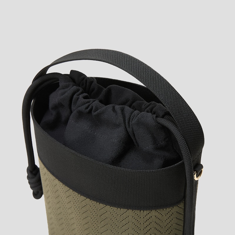 The Bucket Tote (Farreh), Army Green & Black Harvest Grain, one-size | VIVAIA