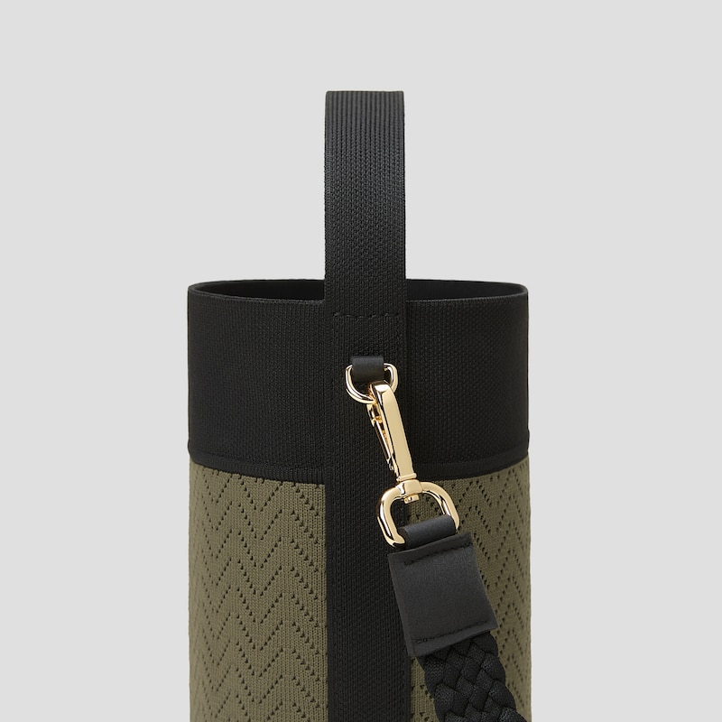 The Bucket Tote (Farreh), Army Green & Black Harvest Grain, one-size | VIVAIA