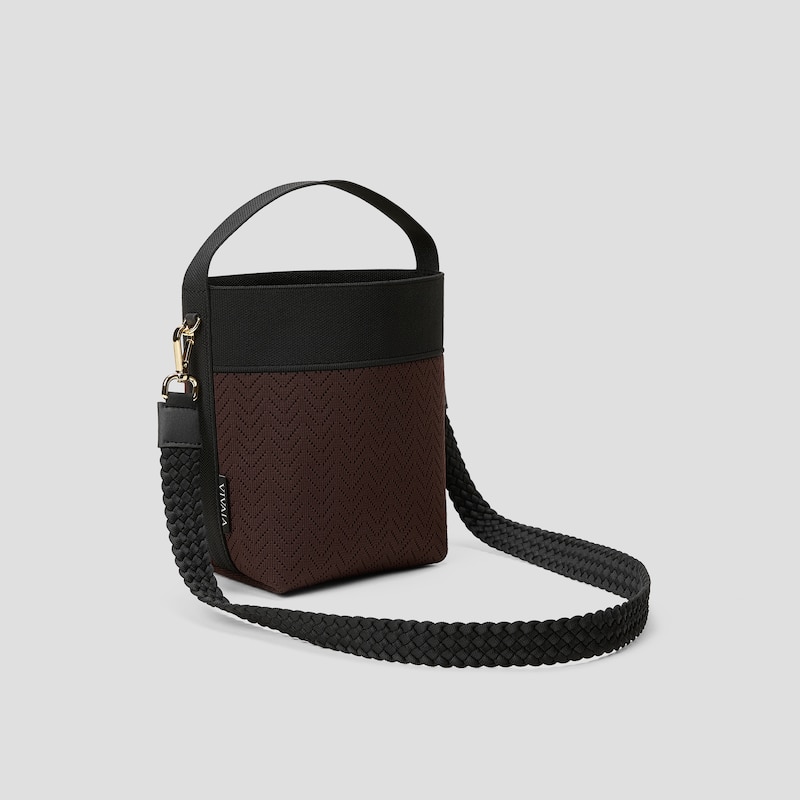 The Bucket Tote (Farreh), Dark Chocolate & Black Harvest Grain, one-size | VIVAIA