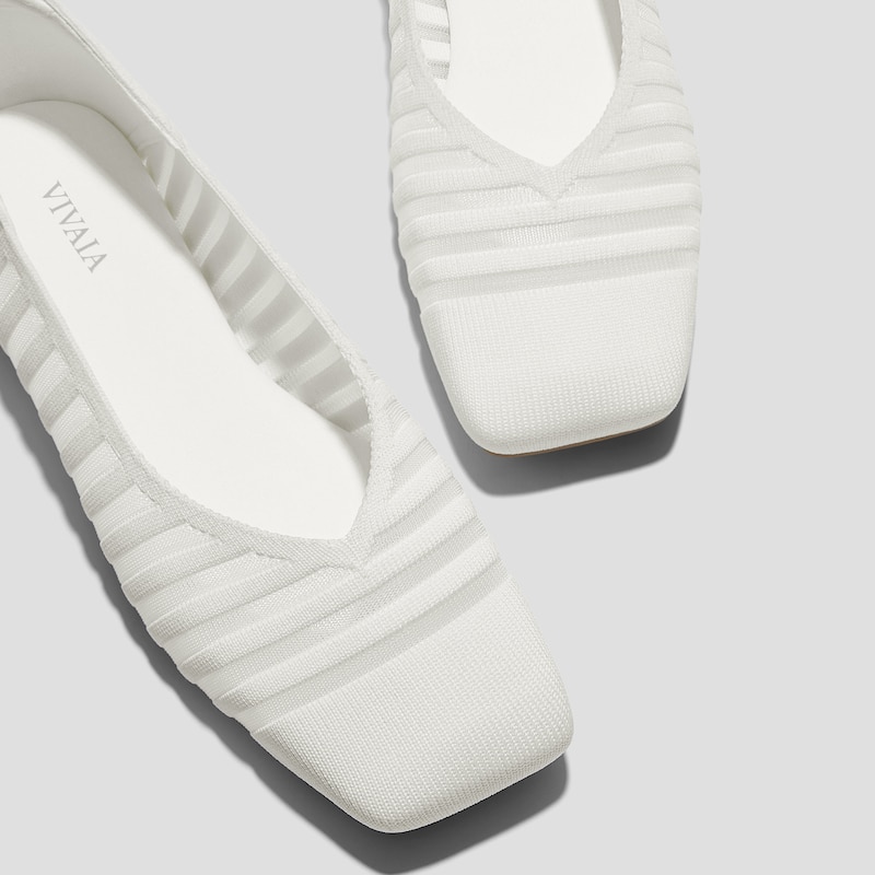 Square-Toe Margot Flats 3.0 (Miriam), WHITE SHEER STRIPE, EU39 | VIVAIA