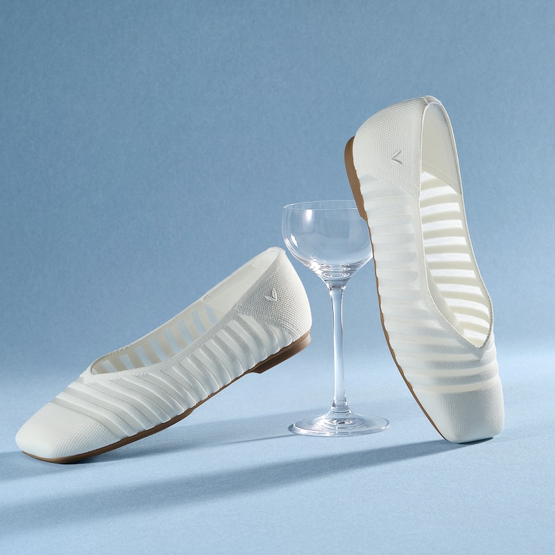 Square-Toe Margot Flats 3.0 (Miriam), WHITE SHEER STRIPE, EU39 | VIVAIA