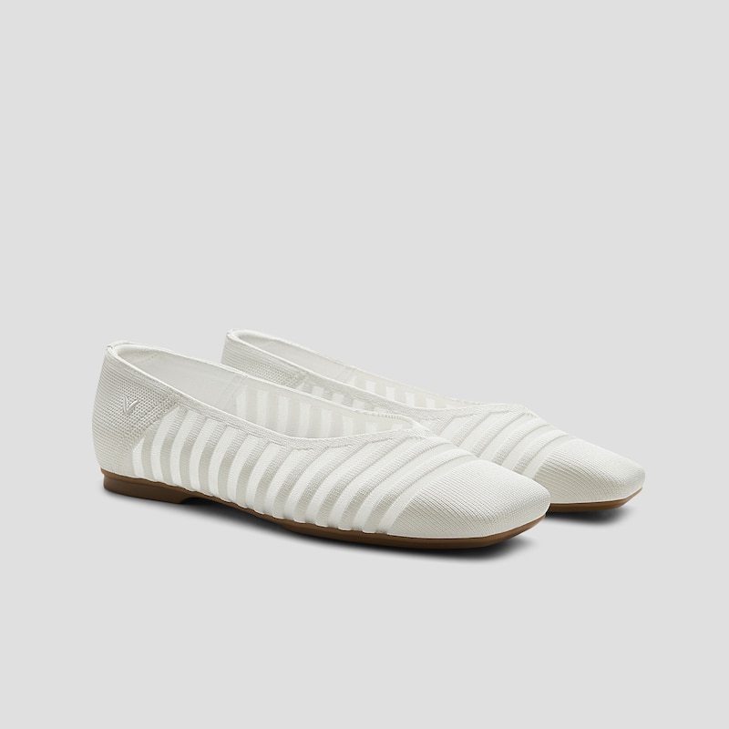 Square-Toe Margot Flats 3.0 (Miriam), WHITE SHEER STRIPE, EU39 | VIVAIA